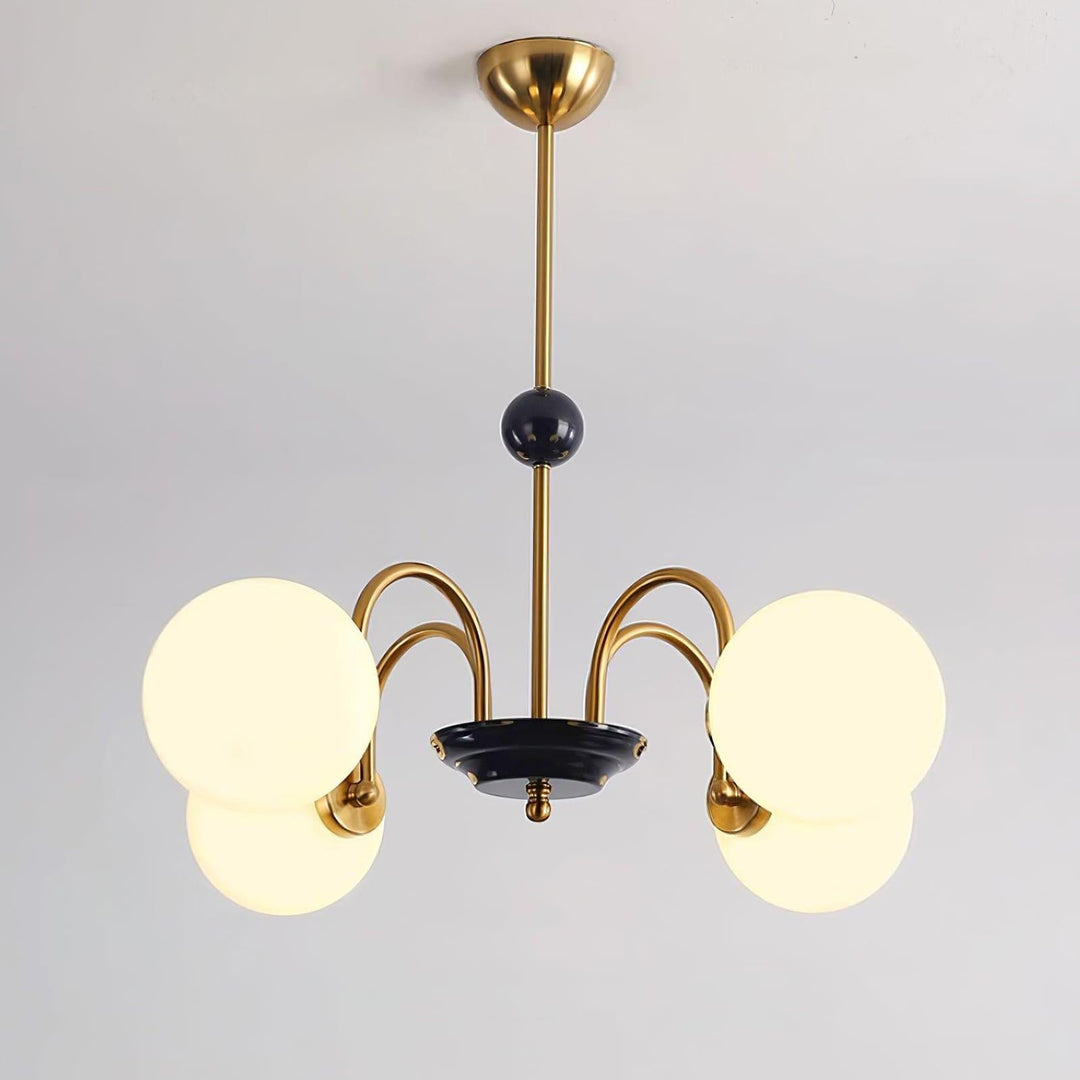Paige Chandelier | Mid-Century Modern Black & Cognac Glass Light | Vinlighting | Vinlighting