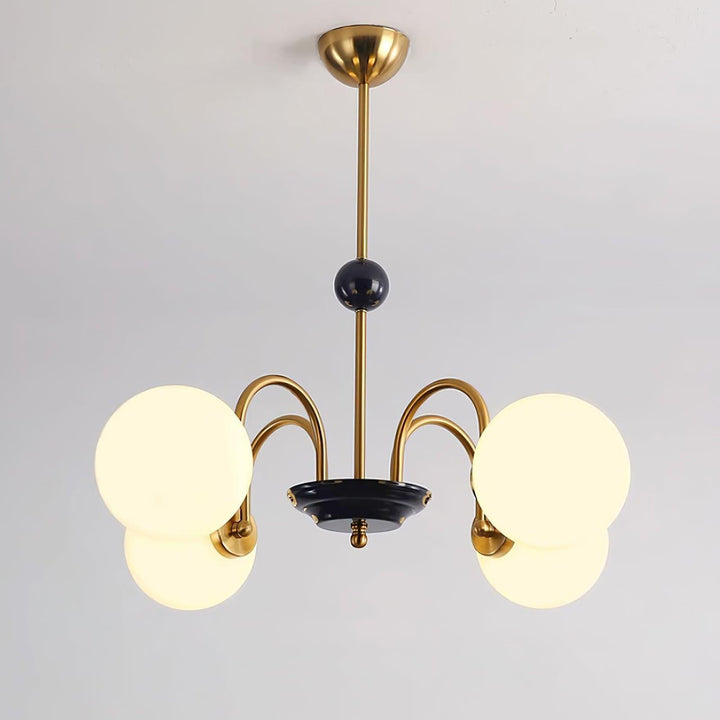 Paige Chandelier | Mid-Century Modern Black & Cognac Glass Light | Vinlighting | Vinlighting