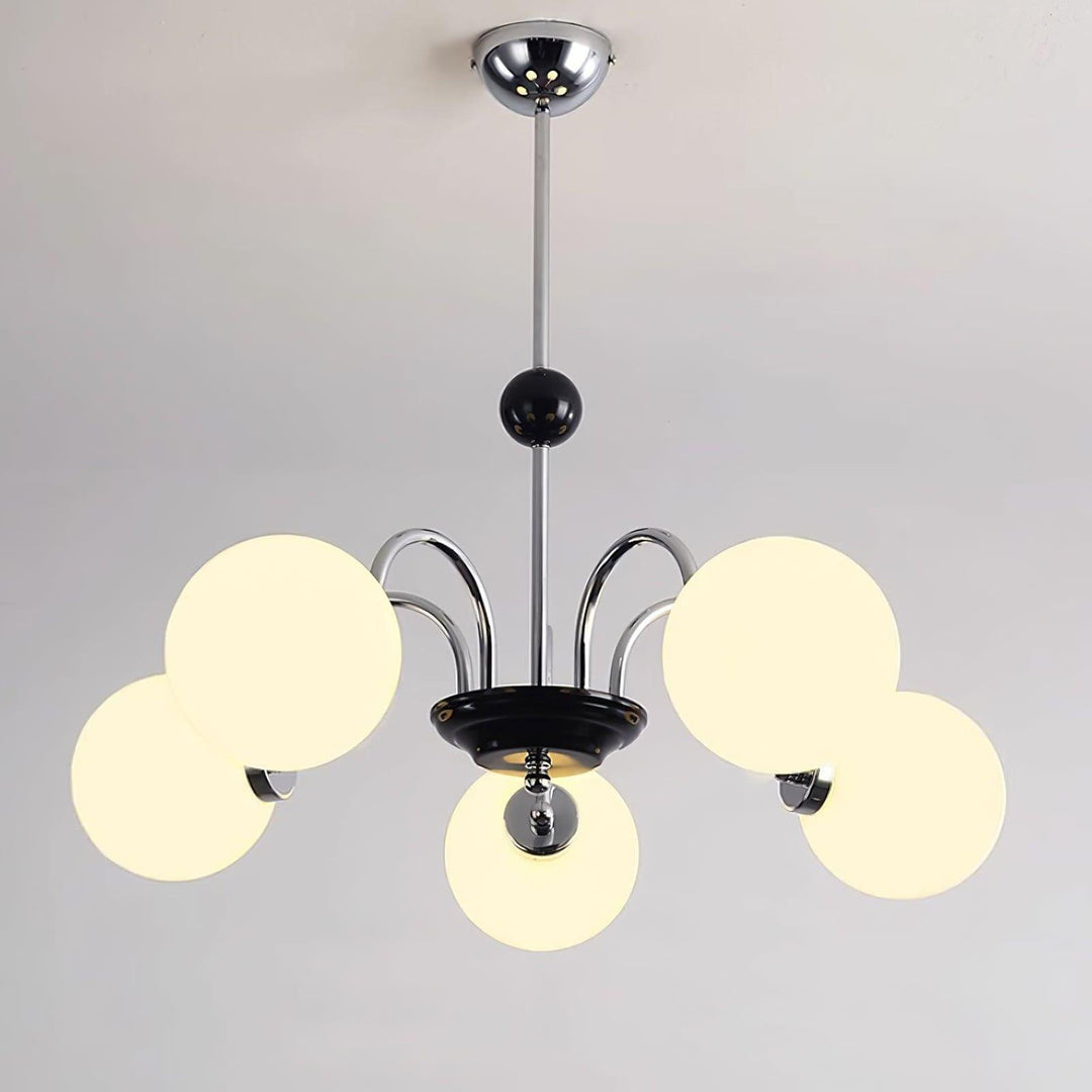 Paige Chandelier | Mid-Century Modern Black & Cognac Glass Light | Vinlighting | Vinlighting