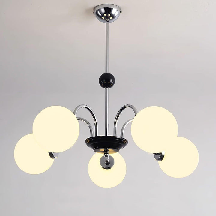 Paige Chandelier | Mid-Century Modern Black & Cognac Glass Light | Vinlighting | Vinlighting