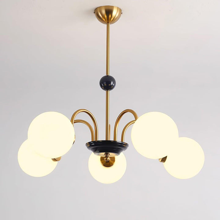 Paige Chandelier | Mid-Century Modern Black & Cognac Glass Light | Vinlighting | Vinlighting
