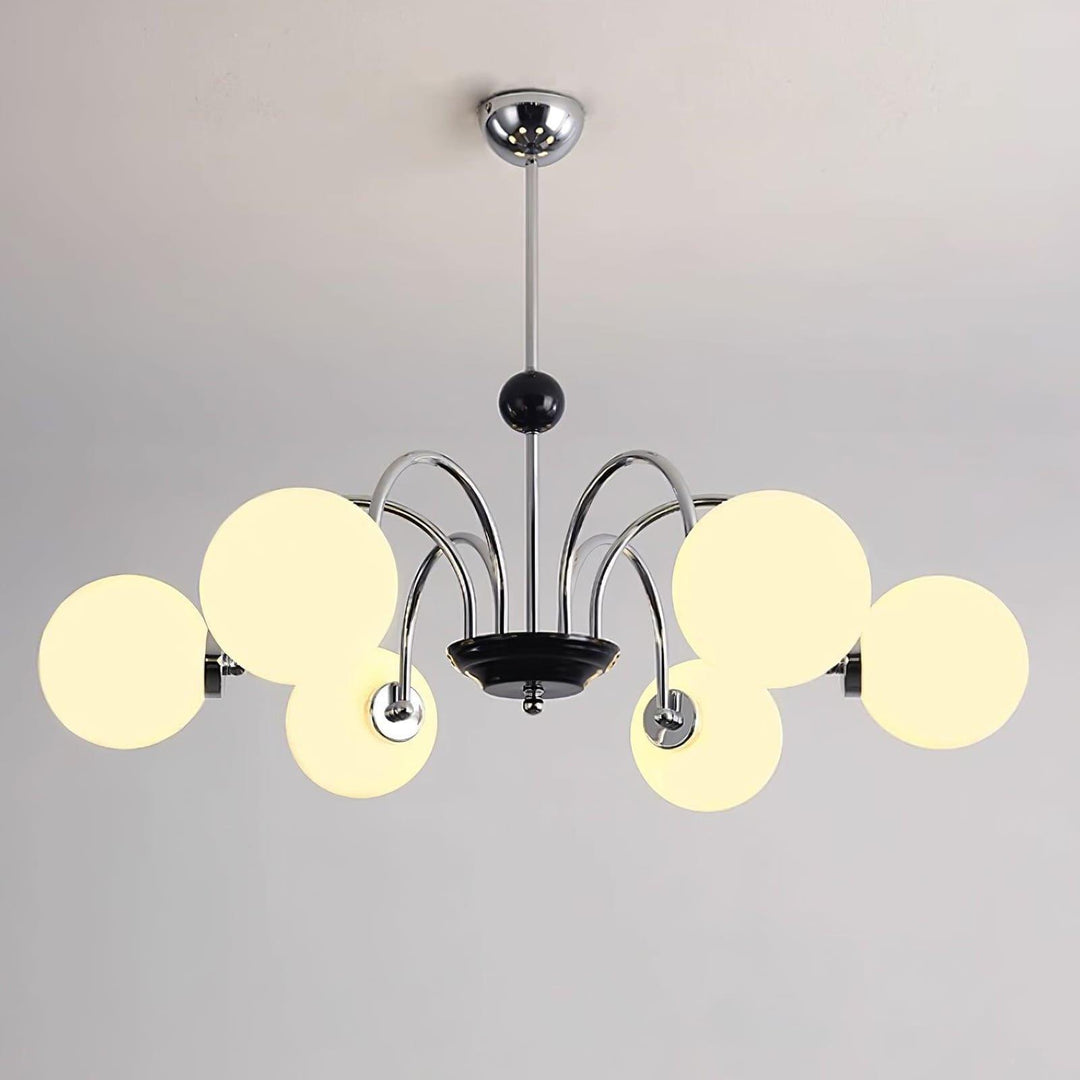 Paige Chandelier | Mid-Century Modern Black & Cognac Glass Light | Vinlighting | Vinlighting