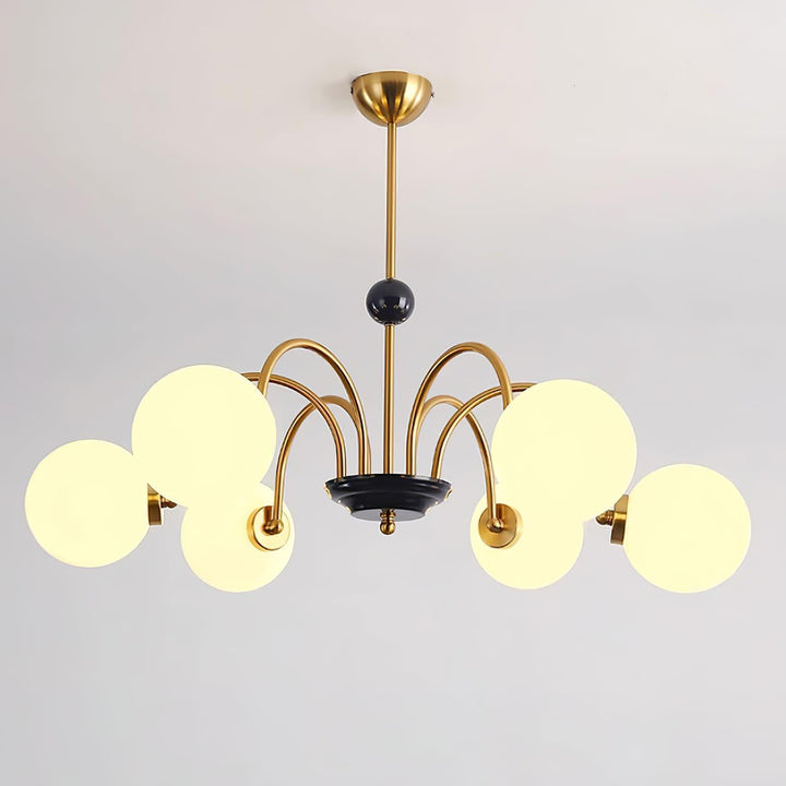 Paige Chandelier | Mid-Century Modern Black & Cognac Glass Light | Vinlighting | Vinlighting