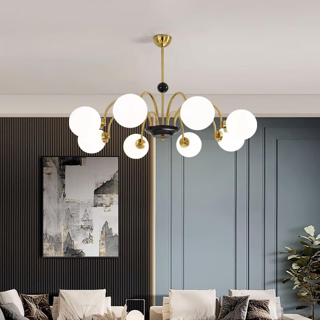 Paige Chandelier | Mid-Century Modern Black & Cognac Glass Light | Vinlighting | Vinlighting