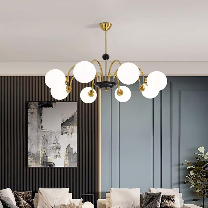 Paige Chandelier | Mid-Century Modern Black & Cognac Glass Light | Vinlighting | Vinlighting