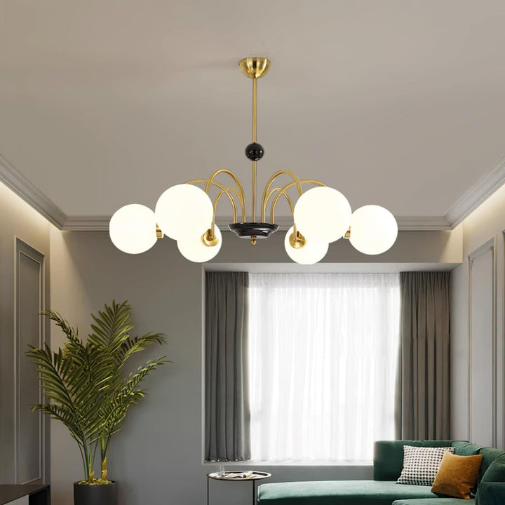 Paige Chandelier | Mid-Century Modern Black & Cognac Glass Light | Vinlighting | Vinlighting
