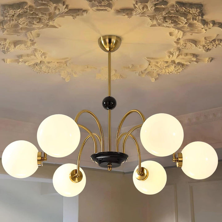 Paige Chandelier | Mid-Century Modern Black & Cognac Glass Light | Vinlighting | Vinlighting