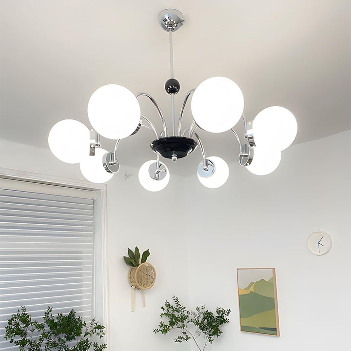 Paige Chandelier | Mid-Century Modern Black & Cognac Glass Light | Vinlighting | Vinlighting
