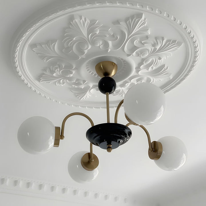 Paige Chandelier | Mid-Century Modern Black & Cognac Glass Light | Vinlighting | Vinlighting