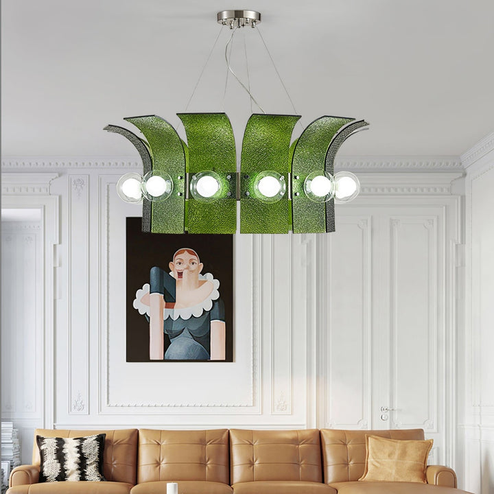 Palm Chandelier – Chrome Glass Modern Light for Living Room Decor | Vinlighting