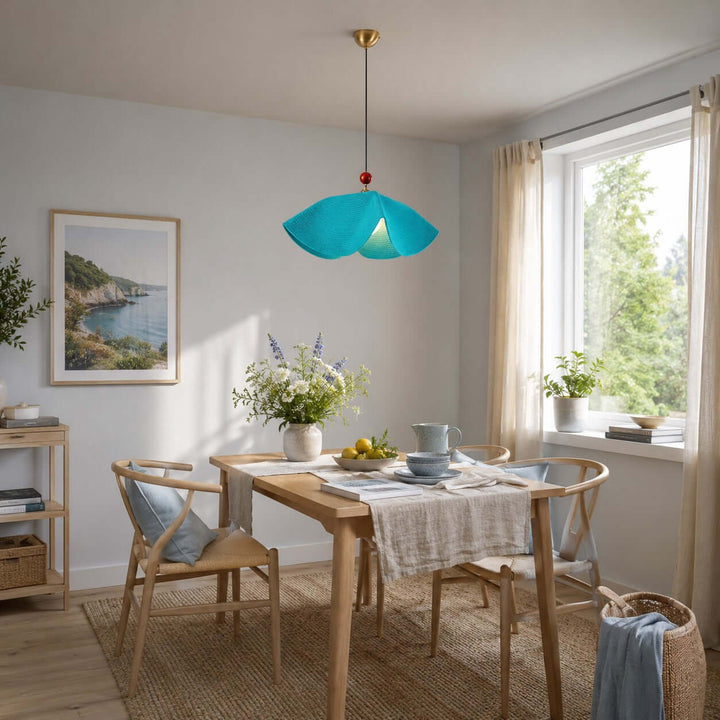 Paloma Woven Fabric Straw Hat Pendant Light Vintage Dining Lamp