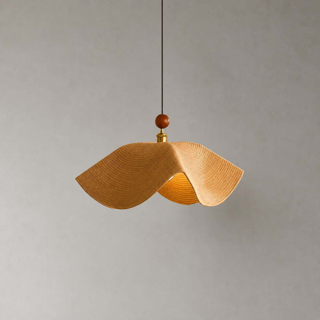 Paloma Woven Fabric Straw Hat Pendant Light Vintage Dining Lamp