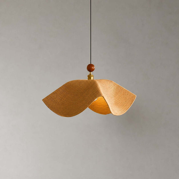 Paloma Woven Fabric Straw Hat Pendant Light Vintage Dining Lamp