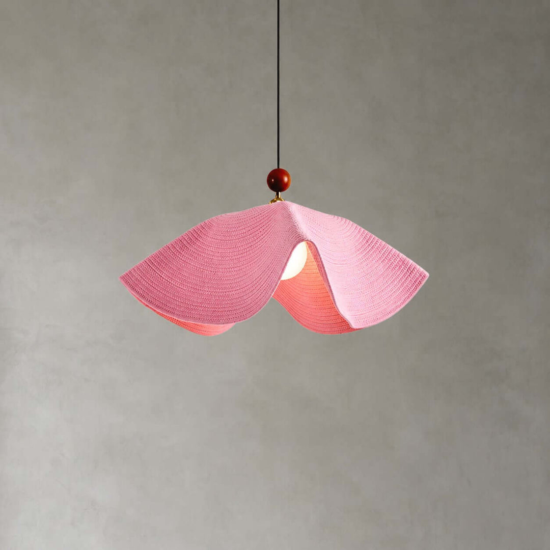 Paloma Woven Fabric Straw Hat Pendant Light Vintage Dining Lamp