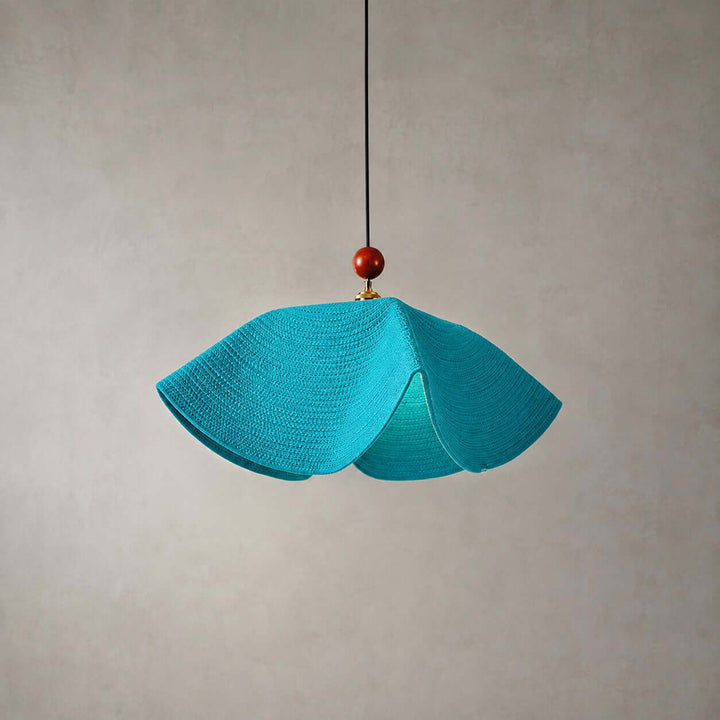 Paloma Woven Fabric Straw Hat Pendant Light Vintage Dining Lamp
