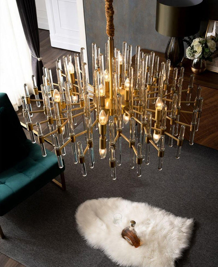 Patricia Chandelier – Brass Glass Light for Dining Area