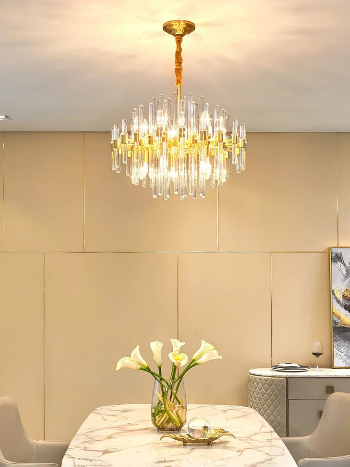 Patricia Chandelier – Brass Glass Light for Dining Area