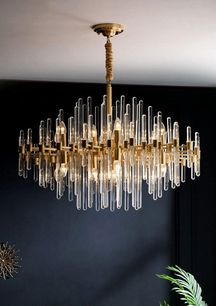 Patricia Chandelier – Brass Glass Light for Dining Area