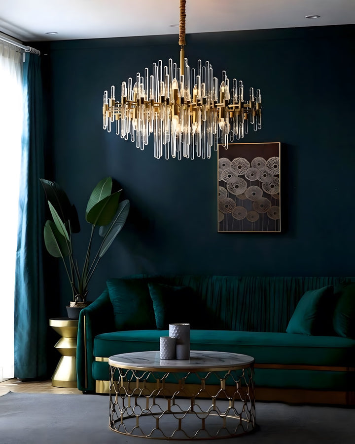 Patricia Chandelier – Brass Glass Light for Dining Area