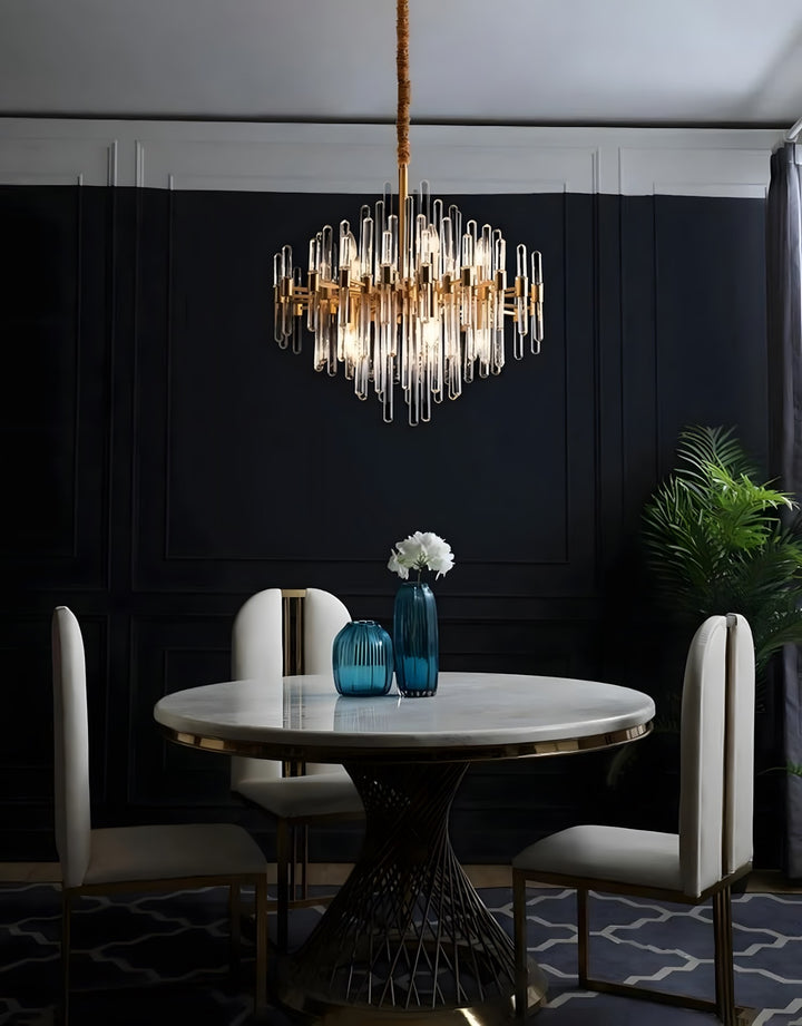 Patricia Chandelier – Brass Glass Light for Dining Area