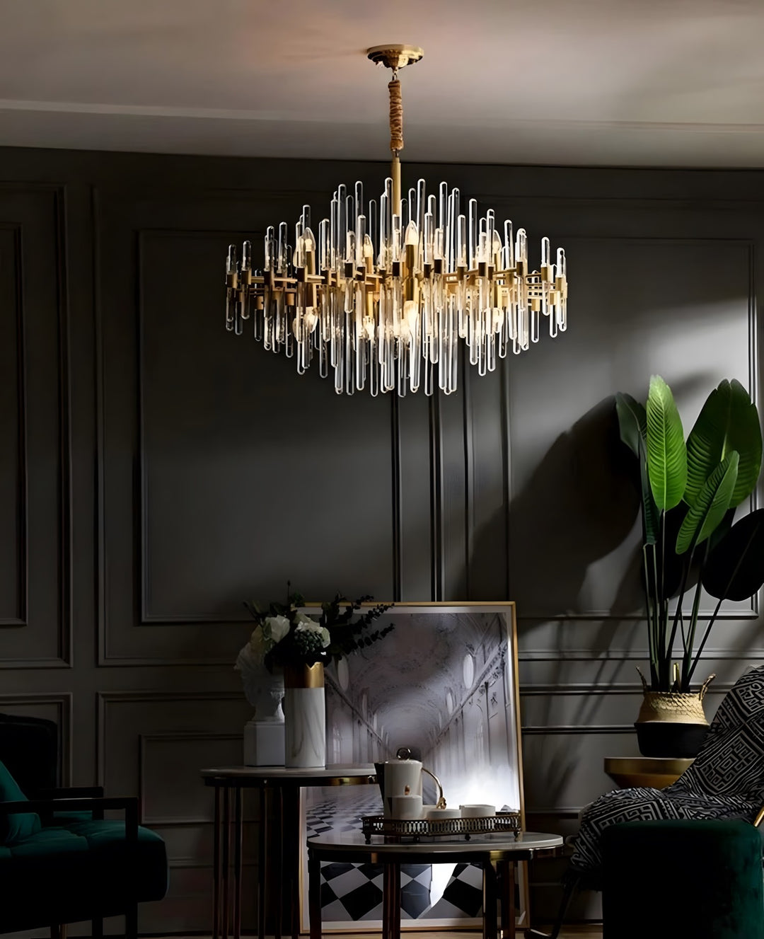 Patricia Chandelier – Brass Glass Light for Dining Area