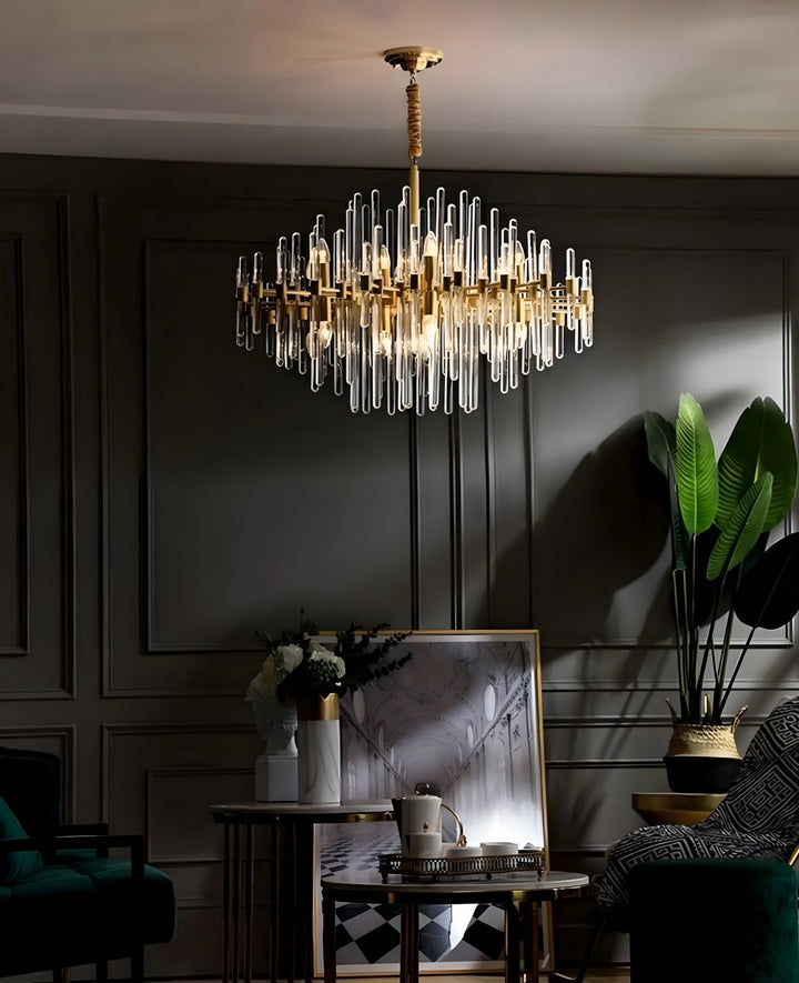 Patricia Chandelier – Brass Glass Light for Dining Area