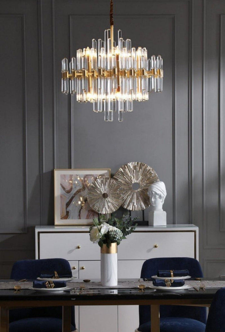Patricia Chandelier – Brass Glass Light for Dining Area