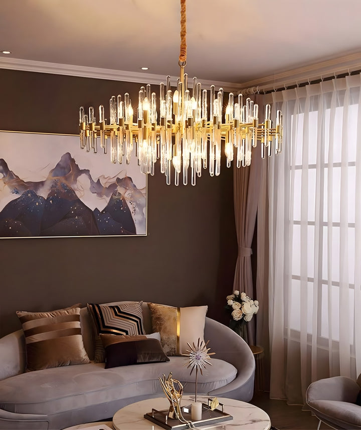 Patricia Chandelier – Brass Glass Light for Dining Area