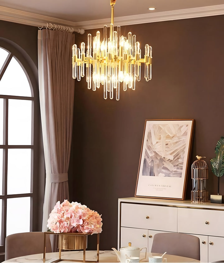 Patricia Chandelier – Brass Glass Light for Dining Area