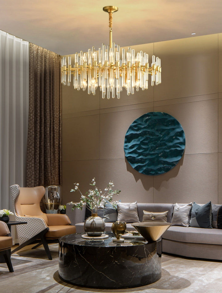 Patricia Chandelier – Brass Glass Light for Dining Area