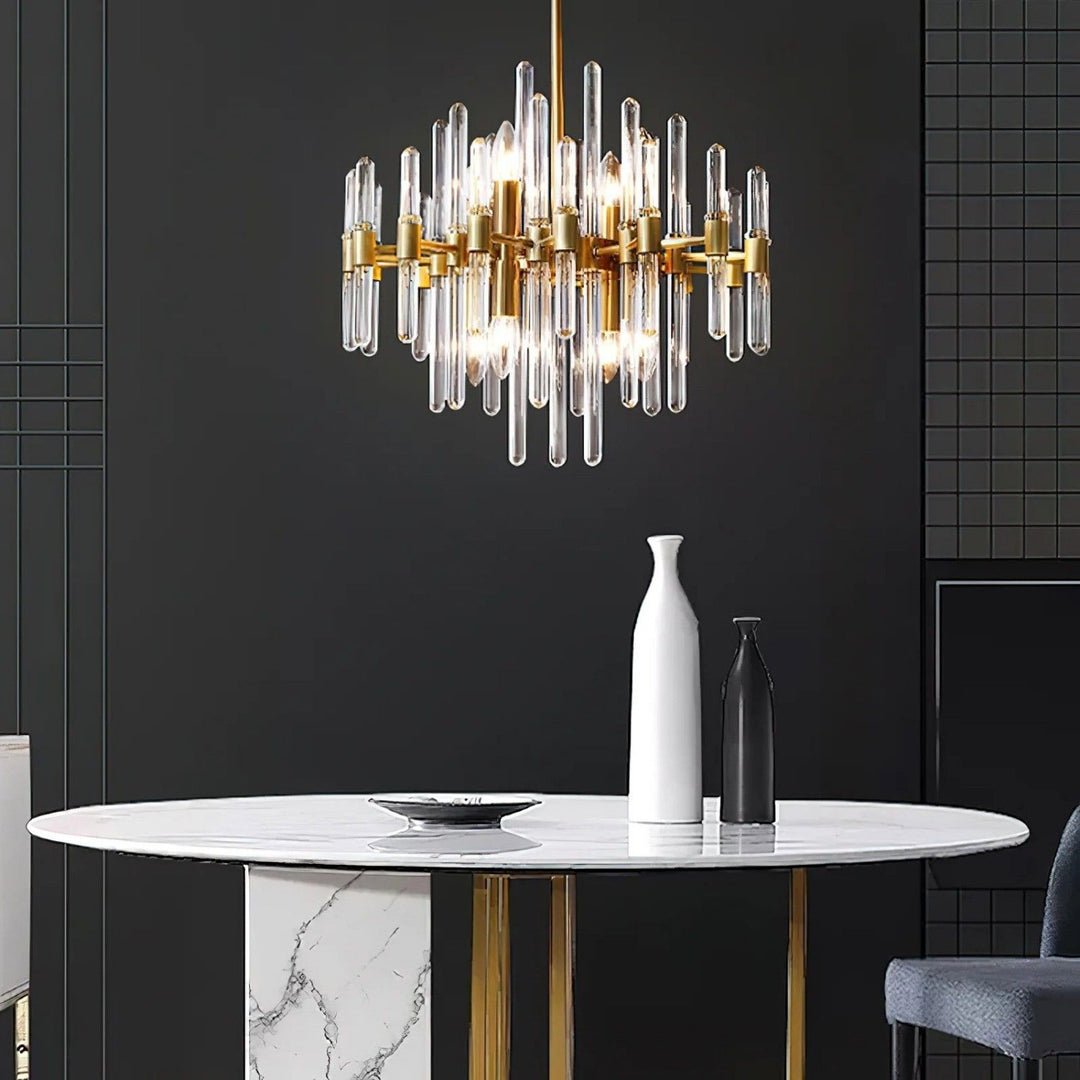 Patricia Chandelier – Brass Glass Light for Dining Area