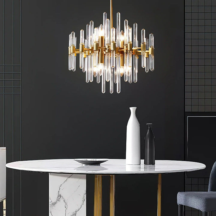 Patricia Chandelier – Brass Glass Light for Dining Area