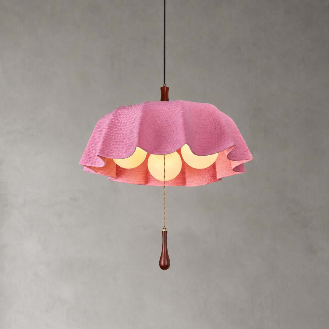 Pavora Woven Fabric Pendant Light Vintage Pull Chain Dining Lamp