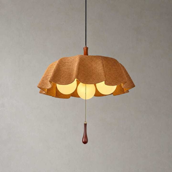 Pavora Woven Fabric Pendant Light Vintage Pull Chain Dining Lamp