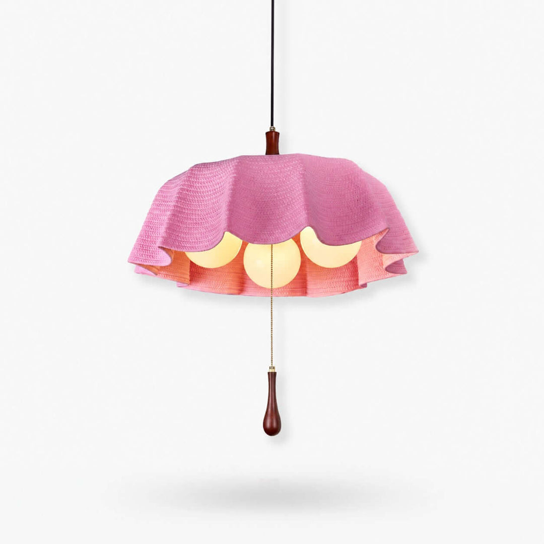 Pavora Woven Fabric Pendant Light Vintage Pull Chain Dining Lamp