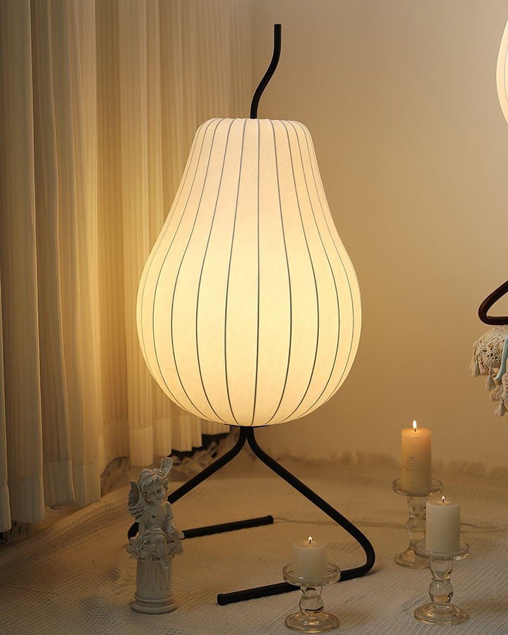 Pear Silk Floor Lamp - Elegant Silk Wound Shade, Warm Lighting | Vinlighting | Vinlighting