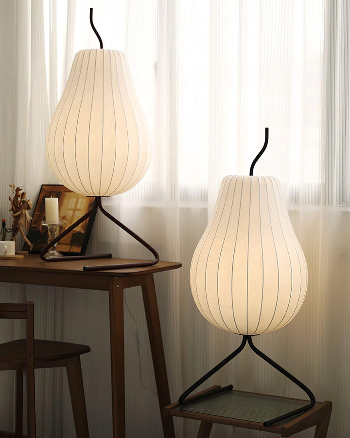 Pear Silk Floor Lamp - Elegant Silk Wound Shade, Warm Lighting | Vinlighting | Vinlighting
