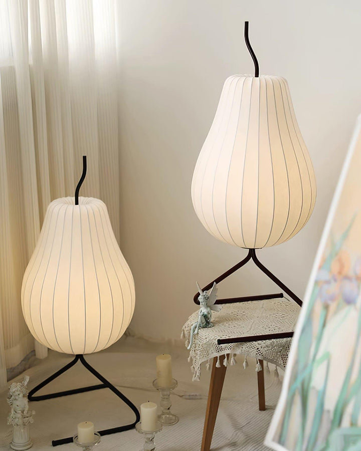 Pear Silk Floor Lamp - Elegant Silk Wound Shade, Warm Lighting | Vinlighting | Vinlighting