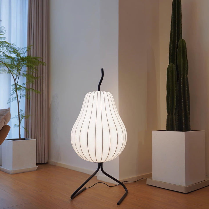 Pear Silk Floor Lamp - Elegant Silk Wound Shade, Warm Lighting | Vinlighting | Vinlighting