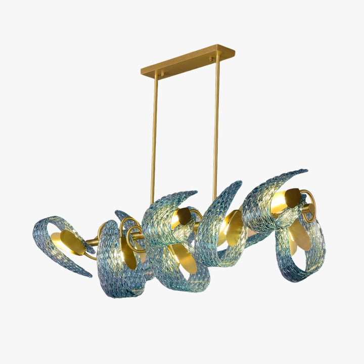 Petal Blue Chandelier – Handcrafted Blue & Gold Glass Lighting Fixture | Vinlighting | Vinlighting