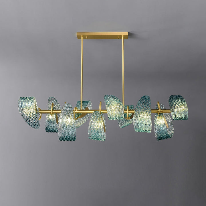 Petal Blue Chandelier – Handcrafted Blue & Gold Glass Lighting Fixture | Vinlighting | Vinlighting