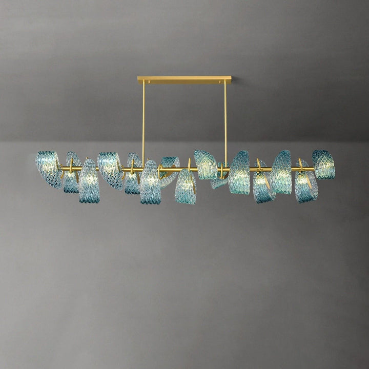 Petal Blue Chandelier – Handcrafted Blue & Gold Glass Lighting Fixture | Vinlighting | Vinlighting