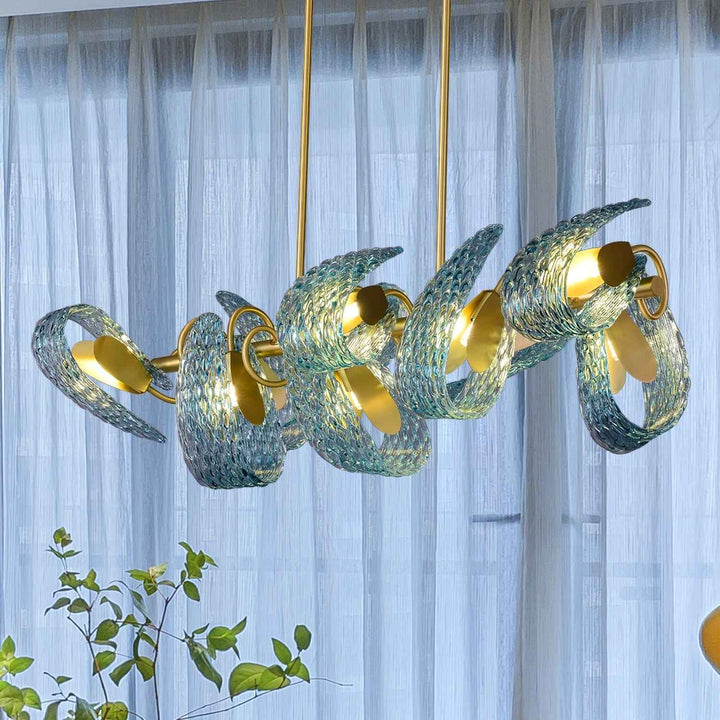 Petal Blue Chandelier – Handcrafted Blue & Gold Glass Lighting Fixture | Vinlighting | Vinlighting