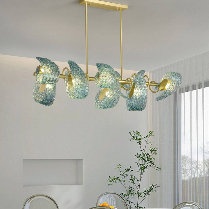 Petal Blue Chandelier – Handcrafted Blue & Gold Glass Lighting Fixture | Vinlighting | Vinlighting