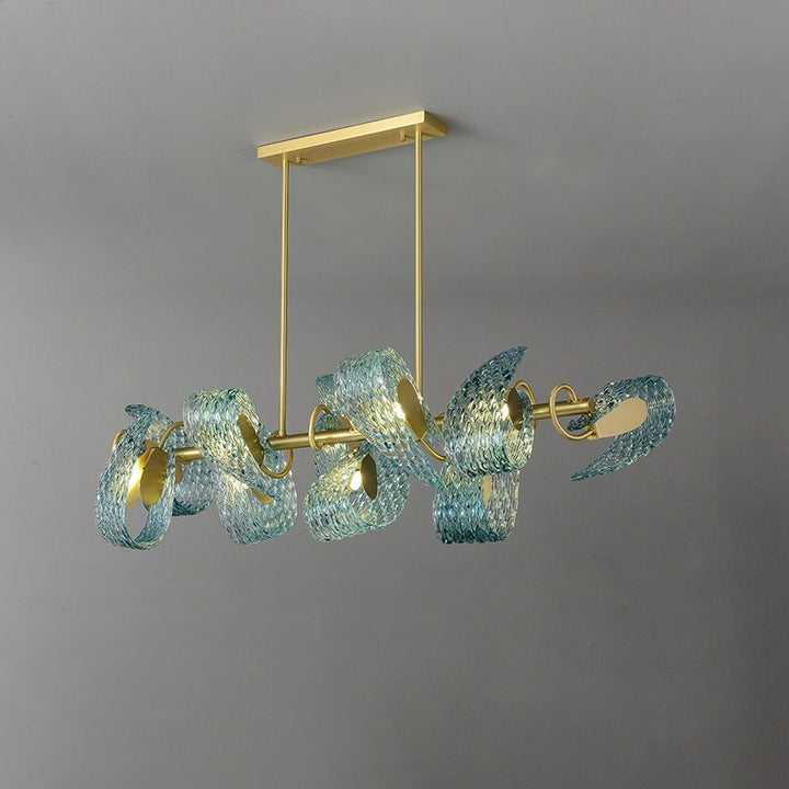 Petal Blue Chandelier – Handcrafted Blue & Gold Glass Lighting Fixture | Vinlighting | Vinlighting