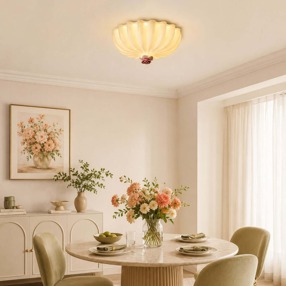Petalia Floral Glass Ceiling Light Romantic Bedroom Flush Mount