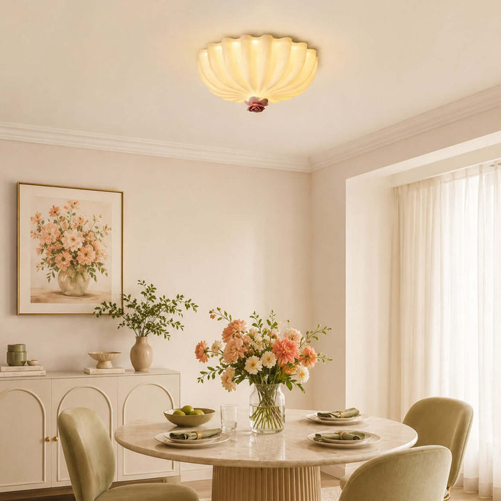 Petalia Floral Glass Ceiling Light Romantic Bedroom Flush Mount