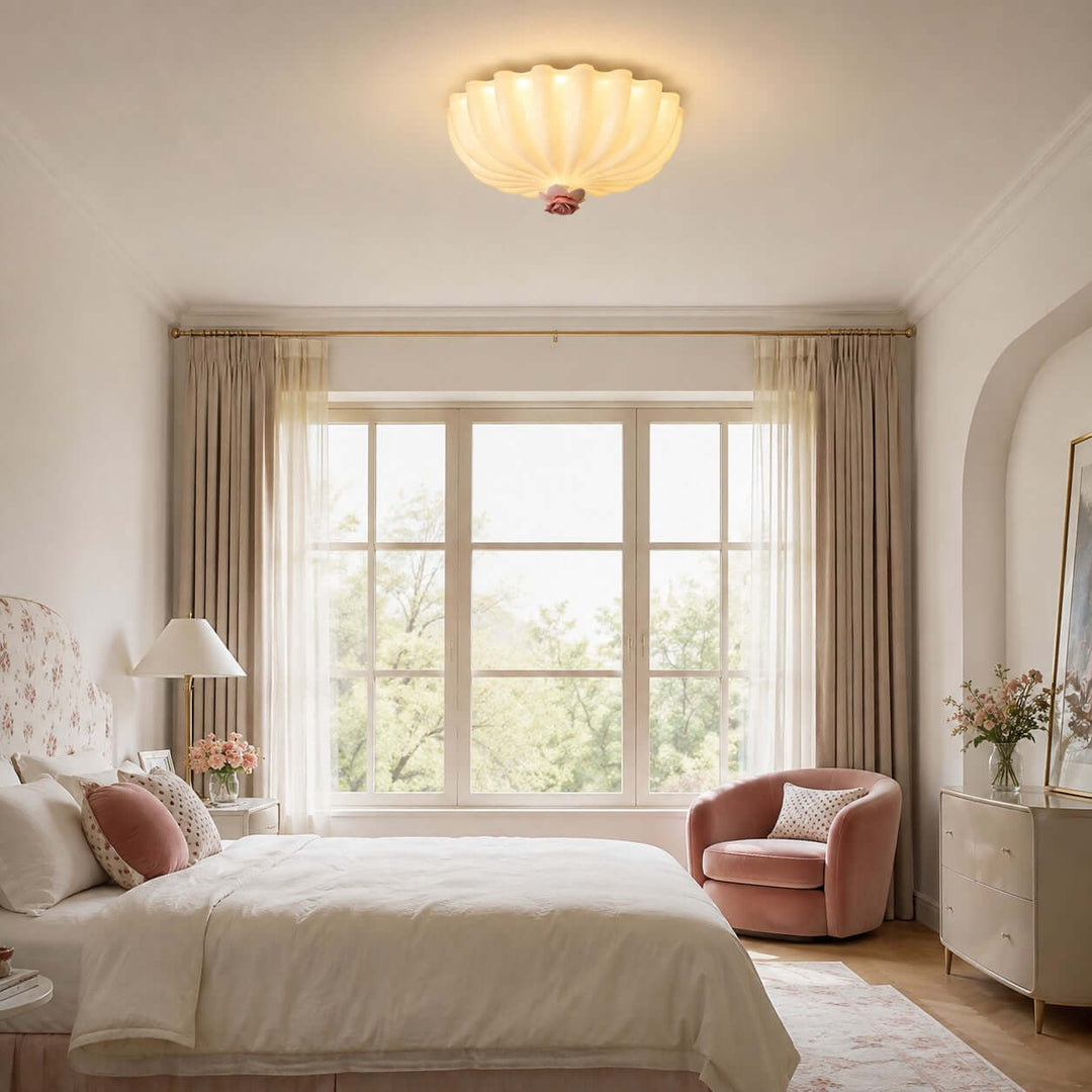 Petalia Floral Glass Ceiling Light Romantic Bedroom Flush Mount