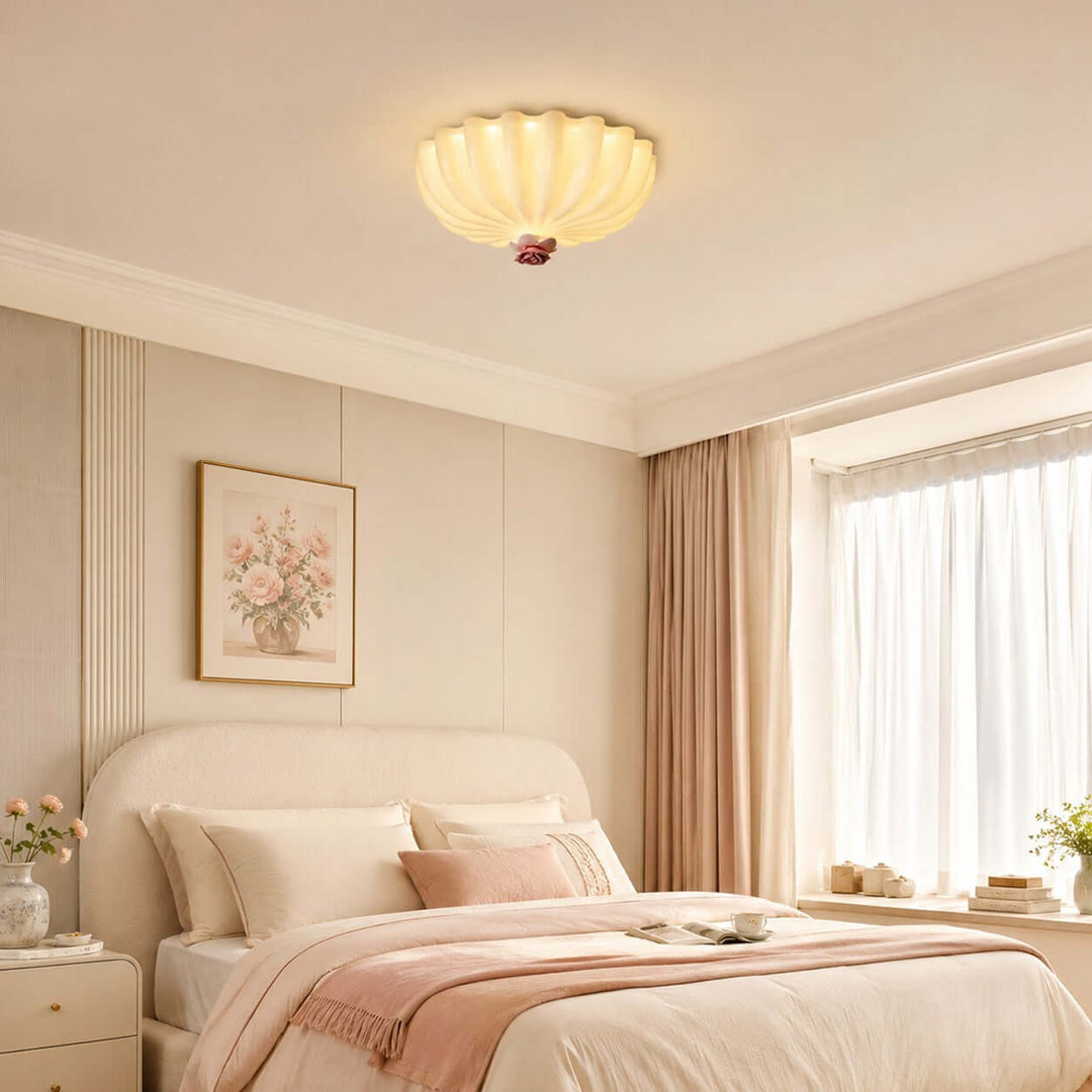 Petalia Floral Glass Ceiling Light Romantic Bedroom Flush Mount