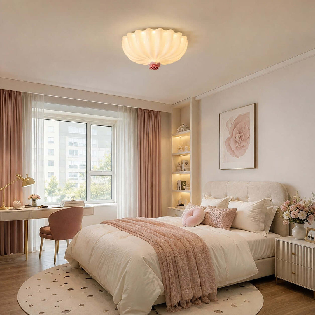 Petalia Floral Glass Ceiling Light Romantic Bedroom Flush Mount